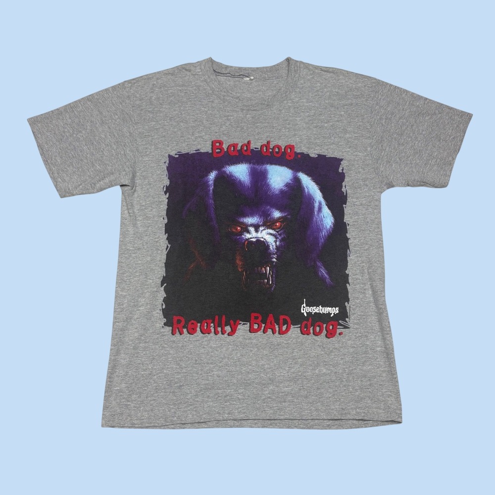 Vintage Goosebumps The Barking Ghost 32 Bad Dog Graphic T-Shirt Gray Mens M